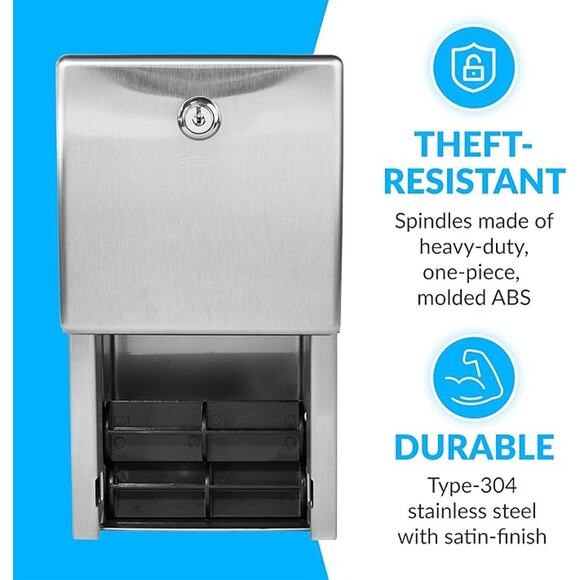 Bobrick Surface-Mounted Multi-Roll Toilet Paper Tissue Dispenser, Satin-Finish - Picture 7 of 7